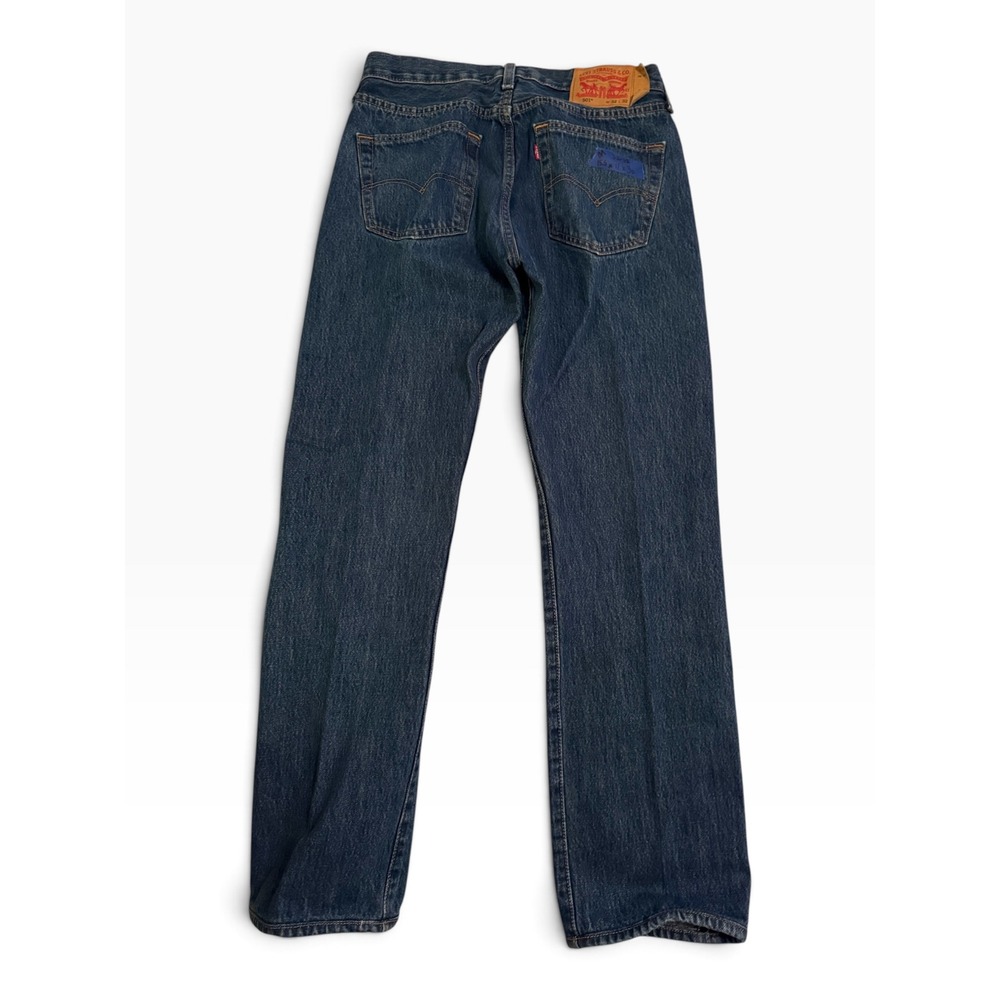 Levis 501 Original Fit Jeans Mens 32x32 Dark Wash Blue Denim Button Fly Straight